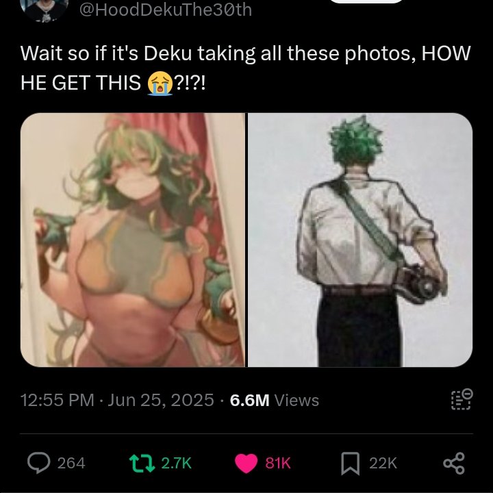 2 things I need to said

1, I hope this art would push ppl &amp; artist alike to expand Dekuharem trope

2, Tbh I really thought the viral post of Toru hot pic being taken by Izuku himself would push the fandom towards IzuToru but instead we got Dekuharem &amp; I happy for it. #Dekubowl