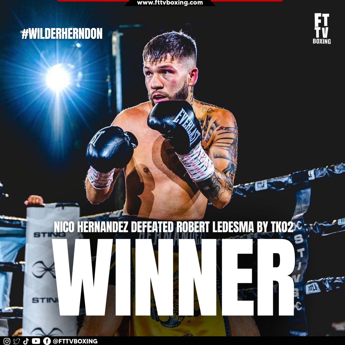 🥊 NICO HERNANDEZ  unleashed a relentless body assault from the opening bell — switching stances and repeatedly landing right hooks to the body, dropping his opponent once in the 1st and twice in the 2nd before the referee waved it off 💥 #WilderHerndon