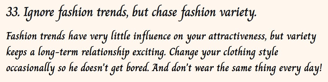 Lasiandra345315's tweet image. 101 Ways To Be More Seductive: #33
Ignore fashion trends, but chase fashion variety.