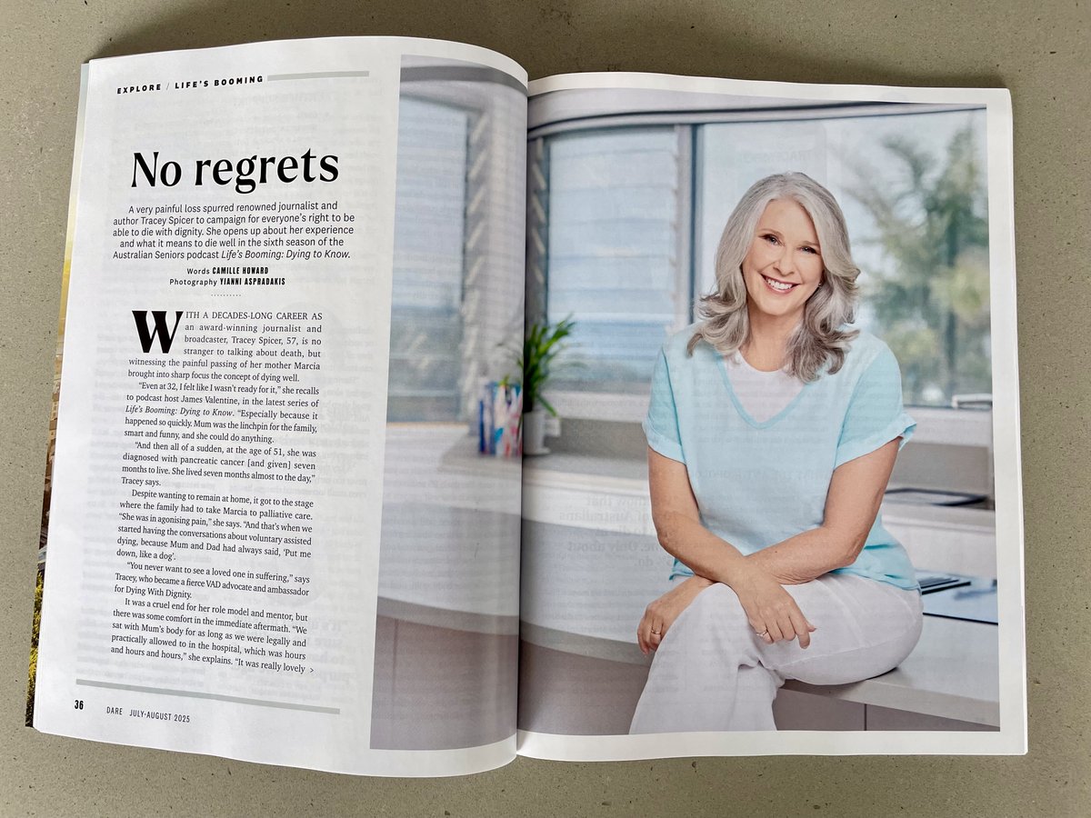 TraceySpicer's tweet image. Well, being a 58-year-old &apos;cover girl&apos; was not on my bingo card for 2025!

Thank you so much DARE Magazine for highlighting the important issue of voluntary assisted dying.

Kudos to everyone on the team involved in the writing, editing, and photo shoot.

#VAD #Over55s #MANMADE