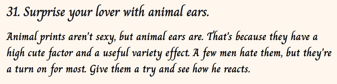 Lasiandra345315's tweet image. 101 Ways To Be More Seductive: #31
Surprise your lover with animal ears.