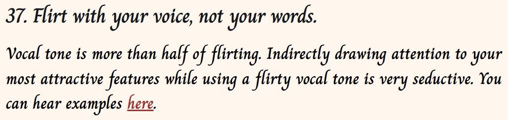 Lasiandra345315's tweet image. 101 Ways To Be More Seductive: #37
Flirt with your voice, not your words.