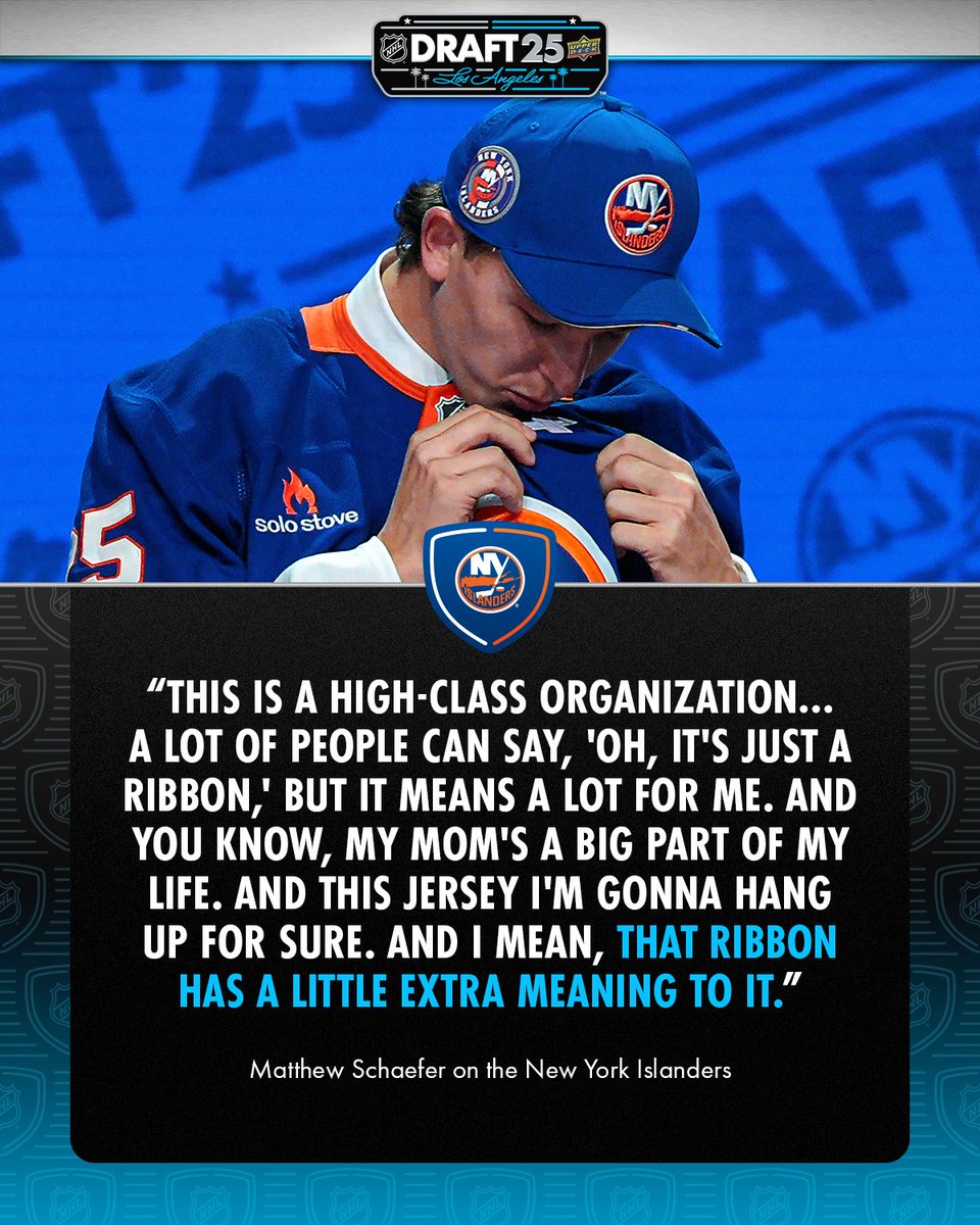 The 2025 #NHLDraft was full of special moments, beginning with Matthew Schaefer being chosen first overall. 

The <a href="/NYIslanders/">New York Islanders</a> stitched a cancer ribbon on Schaefer’s jersey in honor of his late mother Jennifer and embroidered her initials “JS” on the inside of his collar.