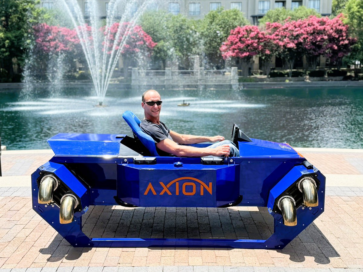 FusionFlightInc's tweet image. FusionFlight, in collaboration with JumpJetX, is proud to present the first Axion prototype, a fully functional jet-powered, VTOL flying racecar. The Axion is diesel fueled and should reach speeds of up to 200mph.