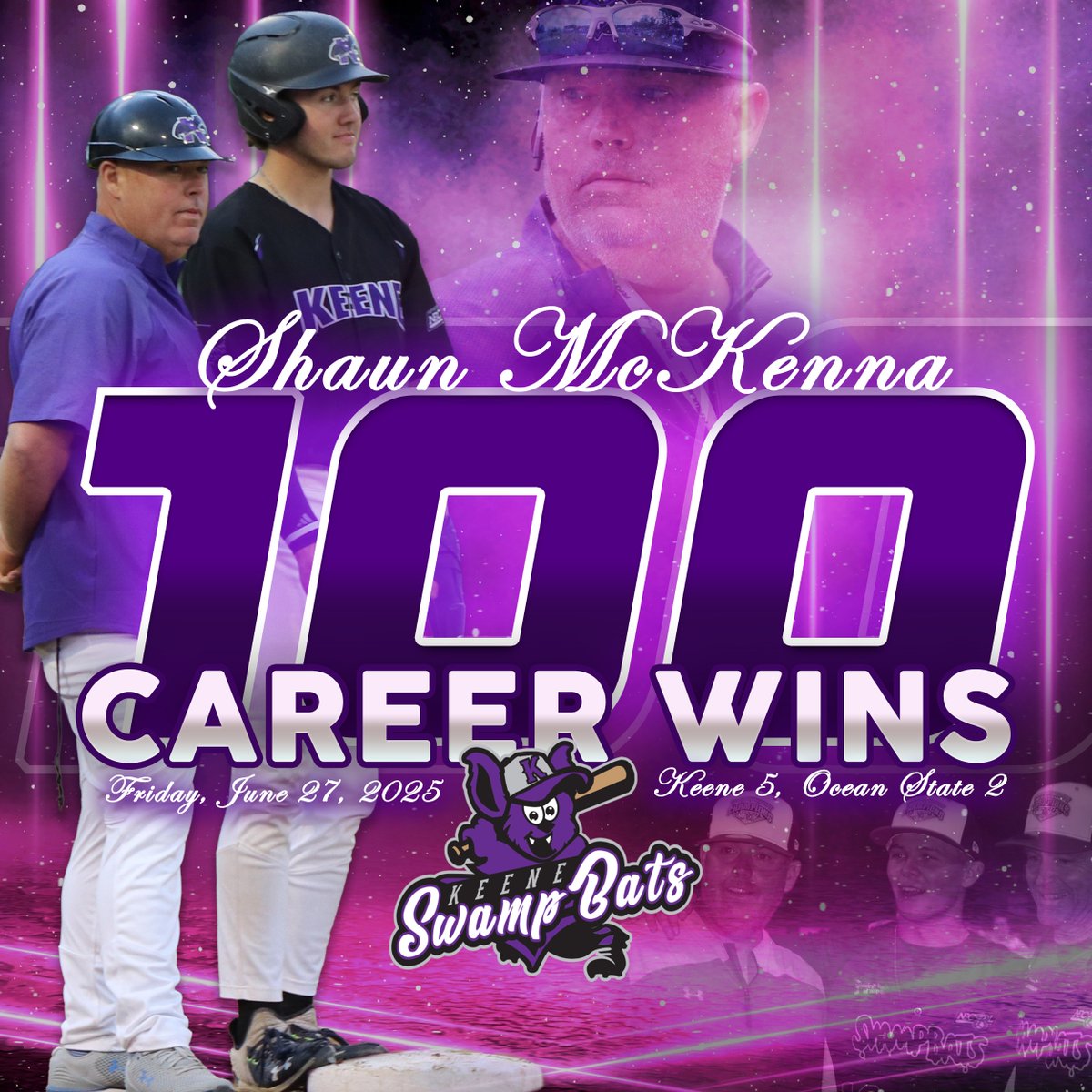 Congrats to Coach on 100 career wins with the Bats!  He  is the third manager in the history of the franchise to reach the career milestone! 🦇⚾