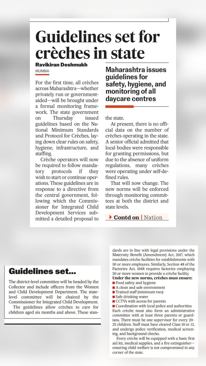 Ravikiran Deshmukh (@ravikiranrkd) on Twitter photo Crèches come under the new regime of rules, regulations & protocol thanks to steps initiated by the center and the #Maharashtra Govt.
#children #Crèche #Mumbai_Thane_Pune #dayacare <a href="/fpjindia/">Free Press Journal</a> Crèches come under the new regime of rules, regulations & protocol thanks to steps initiated by the center and the #Maharashtra Govt.
#children #Crèche #Mumbai_Thane_Pune #dayacare <a href="/fpjindia/">Free Press Journal</a>