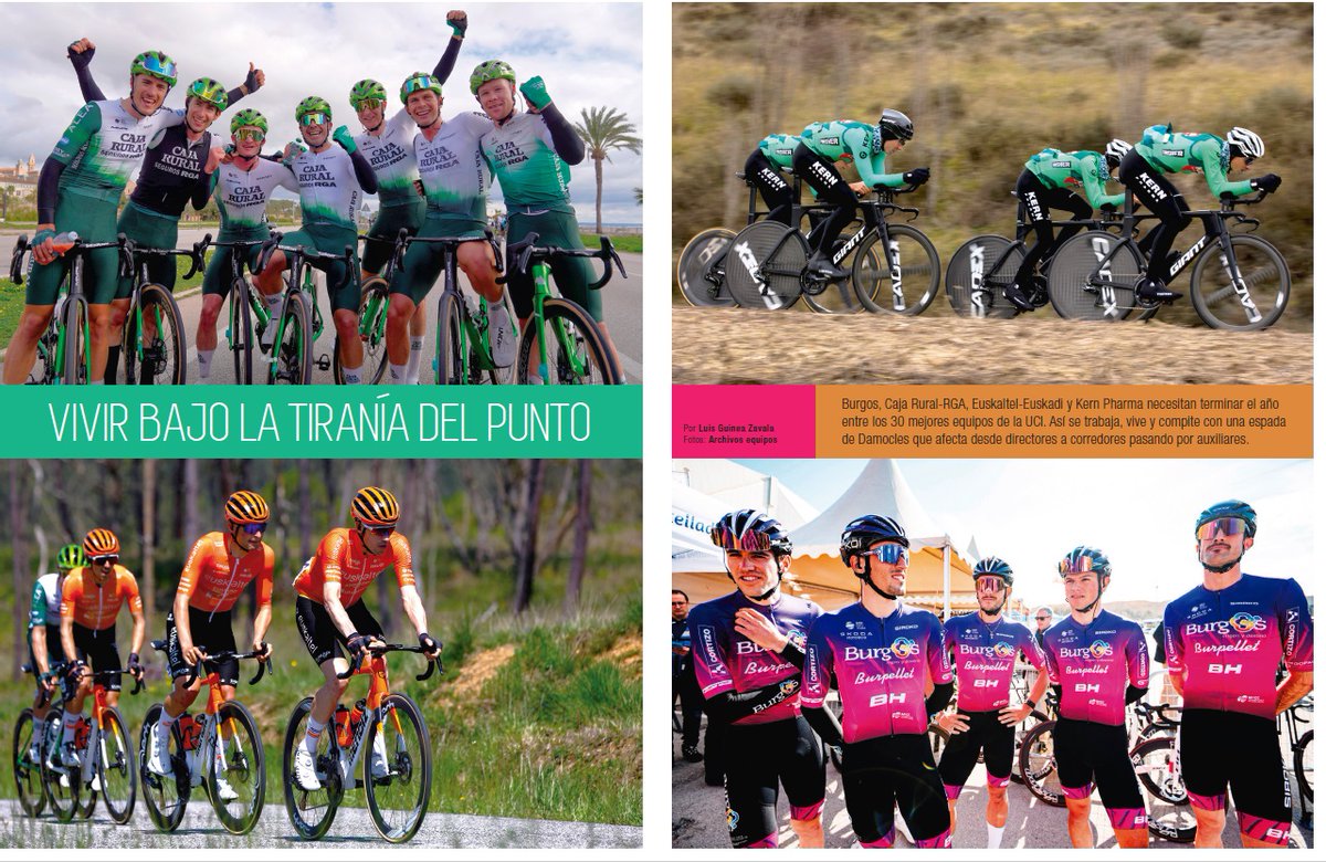 ZIKLO 55: Vivir bajo la tiranía del punto <a href="/BurgosBH/">Burgos Burpellet BH</a> <a href="/CajaRural_RGA/">Team Caja Rural-RGA</a> <a href="/euskaltelteam/">Euskaltel Euskadi Team</a> <a href="/EqKernPharma/">Equipo Kern Pharma</a> 
necesitan terminar el año entre los 30 mejores equipos UCI. Así se trabaja, vive y compite con una espada de Damocles que afecta a directores, corredores,auxiliares... <a href="/luisgui2/">luis guinea</a>