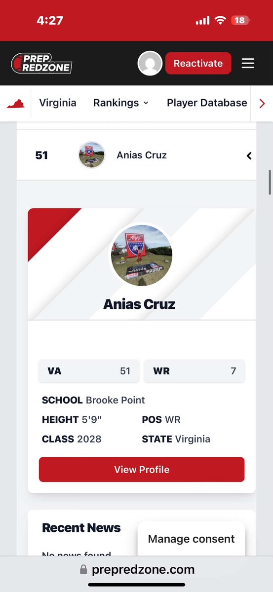 Ac_upnext's tweet image. Thank you @PrepRedzone for ranking me 51 in the state and 7th as my position