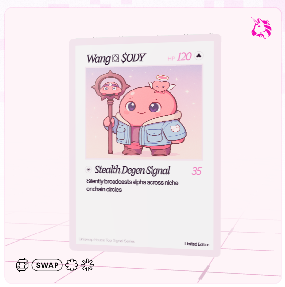 Wang_illusory's tweet image. Uniswap

Uniswap現在可以連推特製作一張小卡
先弄起來防身

Just pulled a grail

Check out my Uniswap trading card 🦄

 [drop yours here ‒ X won&apos;t let us do it for you 😢] 

連結：collect.uniswap.org