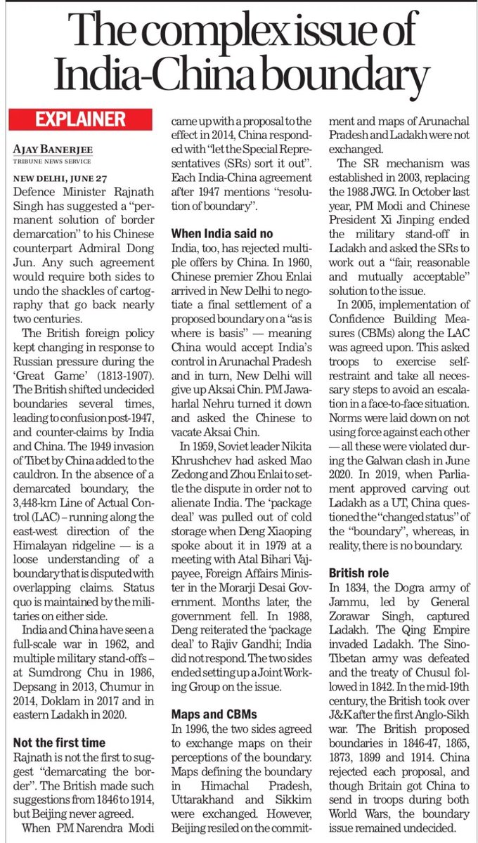 Any agreement to demarcate a boundary between India and China would require both sides to undo the shackles of cartography that go back nearly two centuries.
#India #China
<a href="/thetribunechd/">The Tribune</a> <a href="/adgpi/">ADG PI - INDIAN ARMY</a>
<a href="/HQ_IDS_India/">HQ IDS</a> <a href="/MEAIndia/">Randhir Jaiswal</a>
Link 👇
tribuneindia.com/news/top-headl…