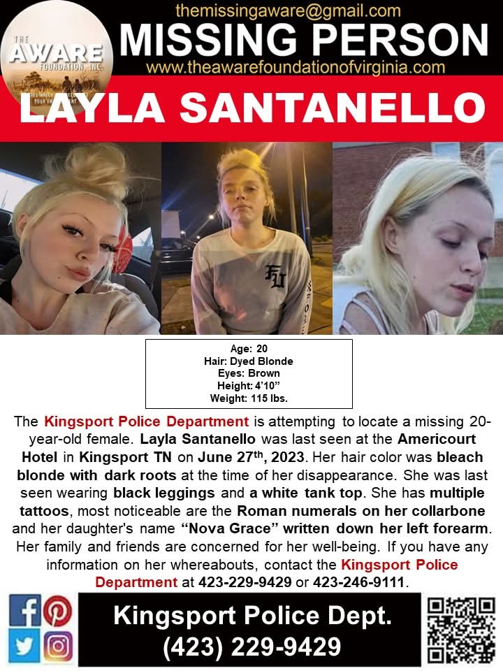 MISSING: It has been two years since Layla Santanello went missing from Kingsport, and her family is still searching for answers.

On June 27th, 2023, the 20-year-old Layla was reported missing to the Kingsport Police Department.

The last time Layla was seen was in a field