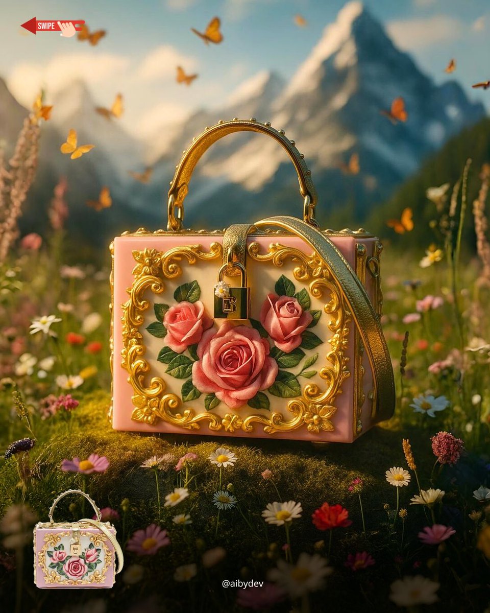 devprkass's tweet image. Luxurious beauty, kissed by butterflies.🦋 
……
Follow- @aibydev 
……
#dior #lv #dolcegabbana #bags #explorepage✨ #chatgpt