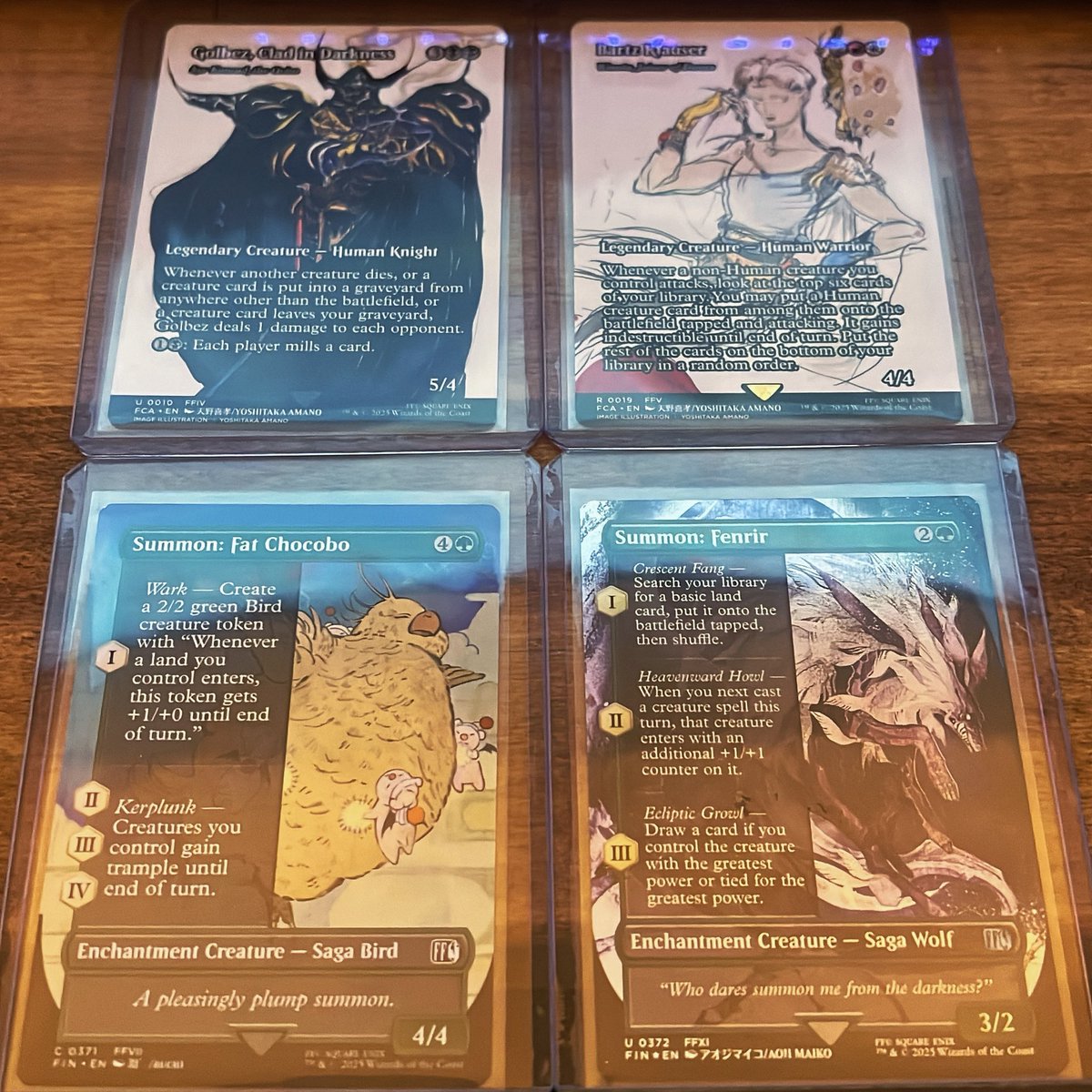 wtfmoz's tweet photo. Tonight’s favorite pulls, really hoping for that full art Buster Sword to be hiding in one of my packs 😅

#mtg #mtgff #finalfantasy #magicthegathering #stillnochocobo https://t.co/NV5eAfjxdH