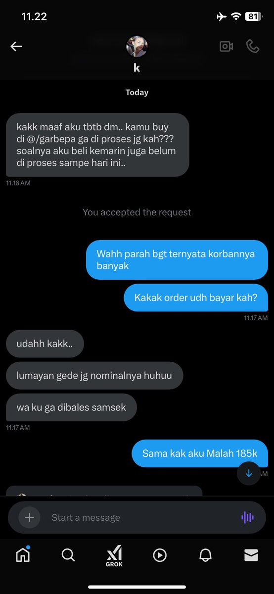 Yookengmin's tweet photo. Halo boleh tolong tag @garbepa @baembiey karena korban dia (orderan ga diproses dan ga direfund) banyak. Makasih! #zonaba #zonauang #zonajajan https://t.co/d0PCz4NJop