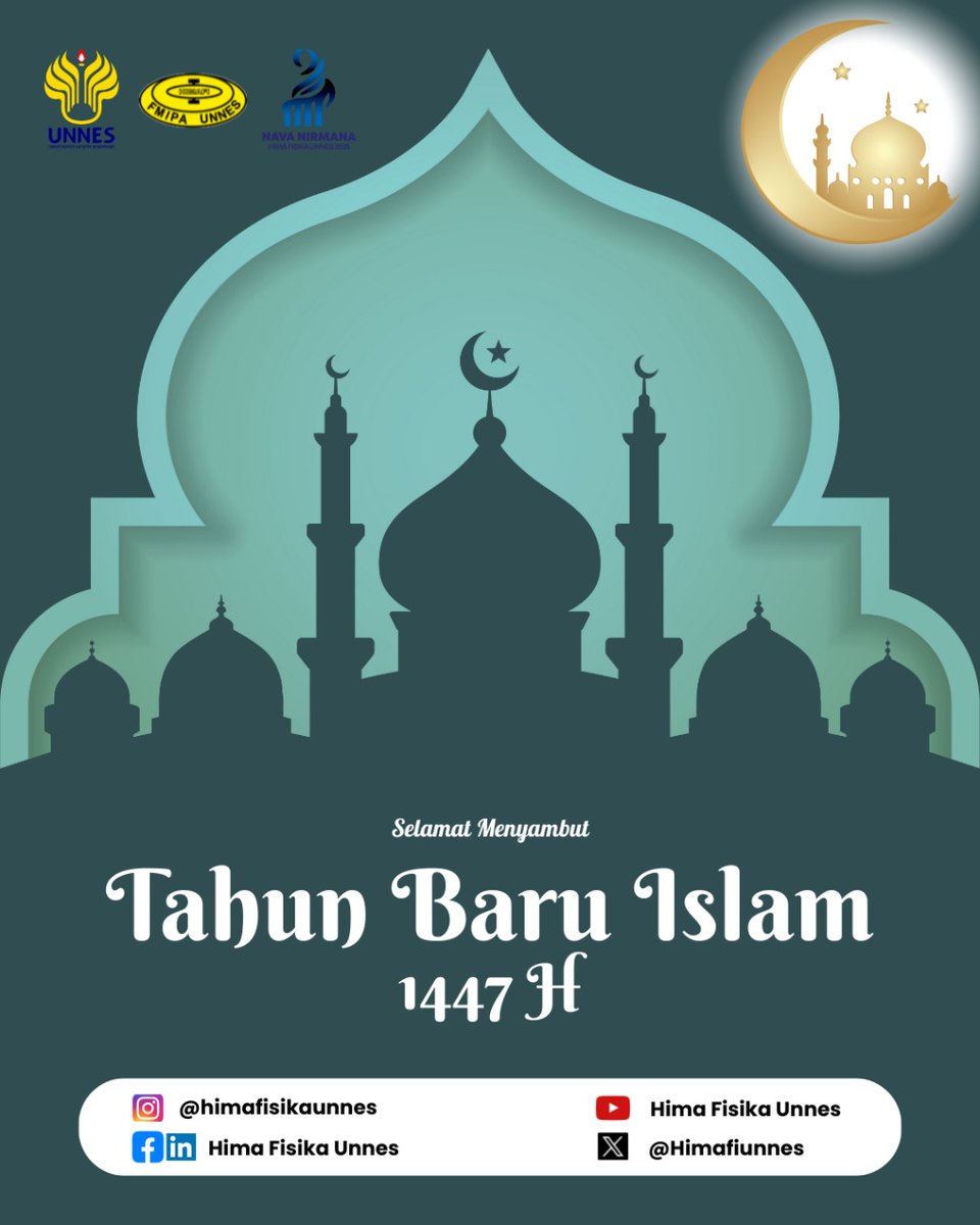 HimafiUnnes's tweet photo. ✨[ SELAMAT TAHUN BARU ISLAM 1 MUHARAAM 1447]✨
"Menyambut Tahun Baru Islam 1 Muharram 1447 H, Mari jadikan momen istimewa ini sebagai titik balik untuk meningkatkan keimanan dan ketakwaan kita kepada Allah SWT." https://t.co/jbdclj2kIk