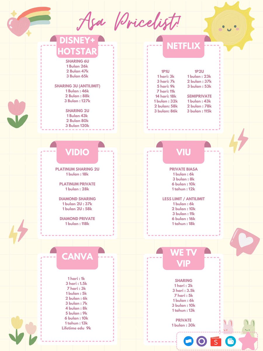 nzteaa's tweet photo. eyooo guys hari ini aku jual netflix, Viu, vidio, disney, canva, wetv dll yaw, yang mau bisa langsung DM/wa aku ya guys🥰 https://t.co/gGGP7xyniU
