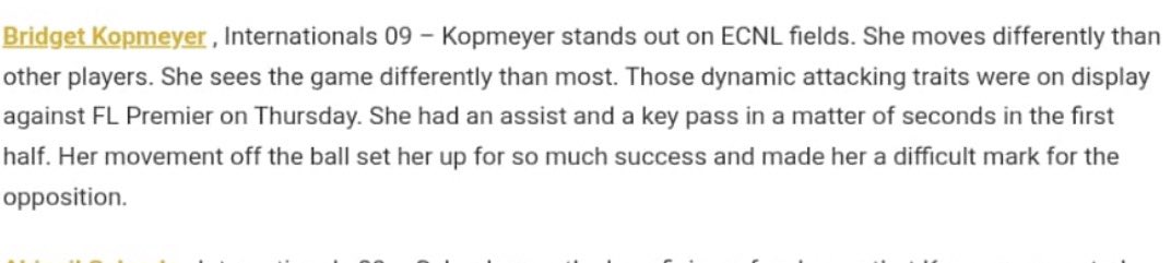 Bridget Kopmeyer (@bridgetkopmeyer) on Twitter photo Thank You <a href="/PrepSoccer/">Prep Soccer ⚽️</a> for the write up!!
Can’t wait for day 2 tomorrow morning!
<a href="/PrepSoccer/">Prep Soccer ⚽️</a> <a href="/TopDrawerSoccer/">TopDrawerSoccer</a> <a href="/TheSoccerWire/">SoccerWire</a> <a href="/ImCollegeSoccer/">College Soccer Truth ™</a> <a href="/ImYouthSoccer/">ECNL/GA/Recruiting/College Soccer</a> #playoffs #ECNL #together Thank You <a href="/PrepSoccer/">Prep Soccer ⚽️</a> for the write up!!
Can’t wait for day 2 tomorrow morning!
<a href="/PrepSoccer/">Prep Soccer ⚽️</a> <a href="/TopDrawerSoccer/">TopDrawerSoccer</a> <a href="/TheSoccerWire/">SoccerWire</a> <a href="/ImCollegeSoccer/">College Soccer Truth ™</a> <a href="/ImYouthSoccer/">ECNL/GA/Recruiting/College Soccer</a> #playoffs #ECNL #together