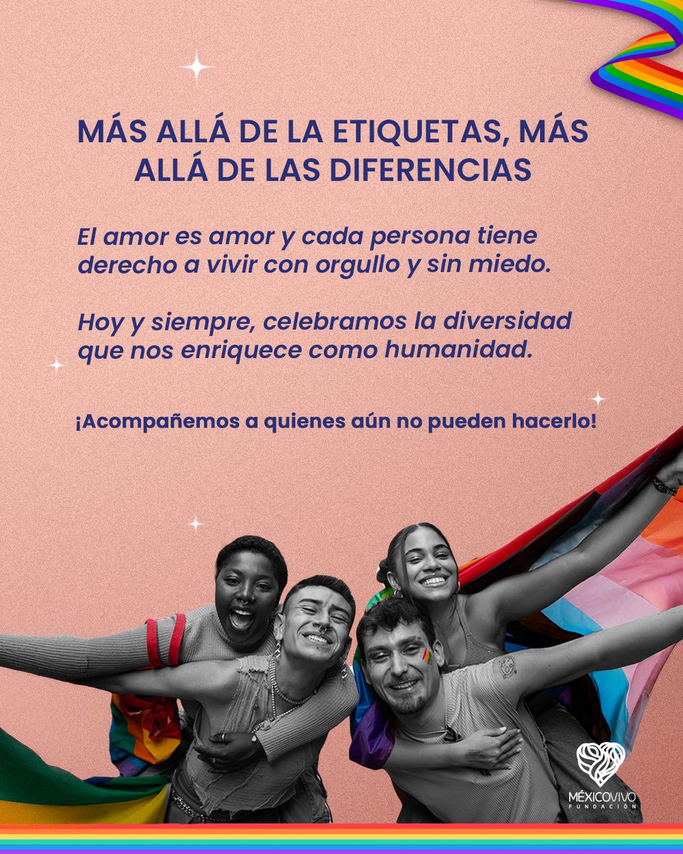 fundmexicovivo's tweet image. Hoy reafirmamos que los derechos humanos no se negocian. Cada persona LGBTI+ merece vivir libre de discriminación, con acceso pleno a oportunidades y reconocimiento legal.
El cambio real sucede cuando todos alzamos la voz por la igualdad. ✊🏳️🌈