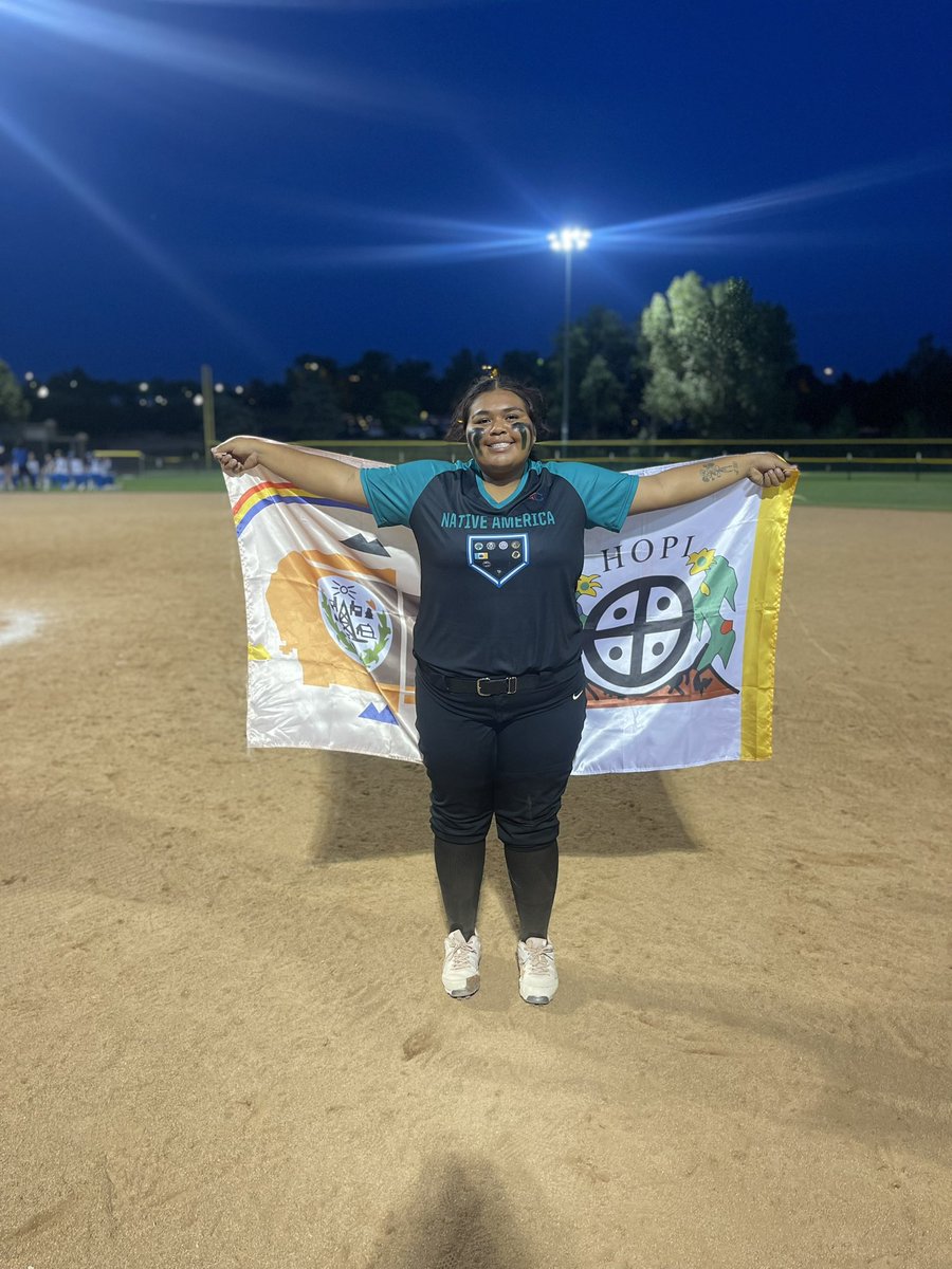 JonesThail2026's tweet photo. Great day playing in the International Challenge Games today. So much fun meeting new people and playing with other Native Tribes. #NavajoHopi #Joneysisters @AZRISING_VELA @LineDsoftball @D1Softball @CoastRecruits https://t.co/aN493BaosQ