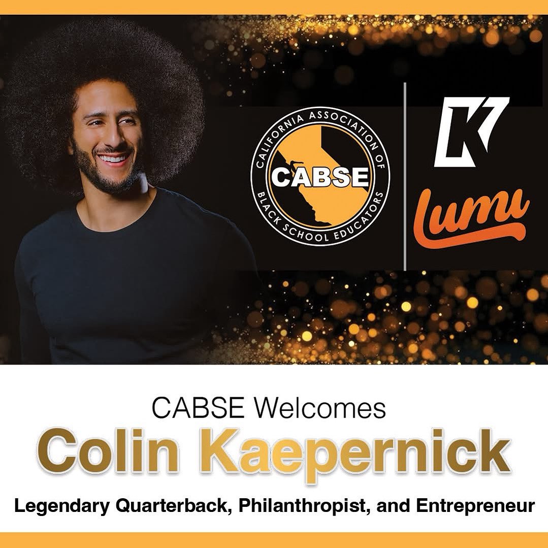 Our work on behalf of Black student success just gets better &amp; better, stronger &amp; stronger. Looking forward 2 chopping it up with this powerful bruh in the work at our upcoming SOLD OUT <a href="/CABSE_/">CABSE</a> institute. TY <a href="/Kaepernick7/">Colin Kaepernick</a> 4 your work &amp; your fellowship in the work. See you in Napa.