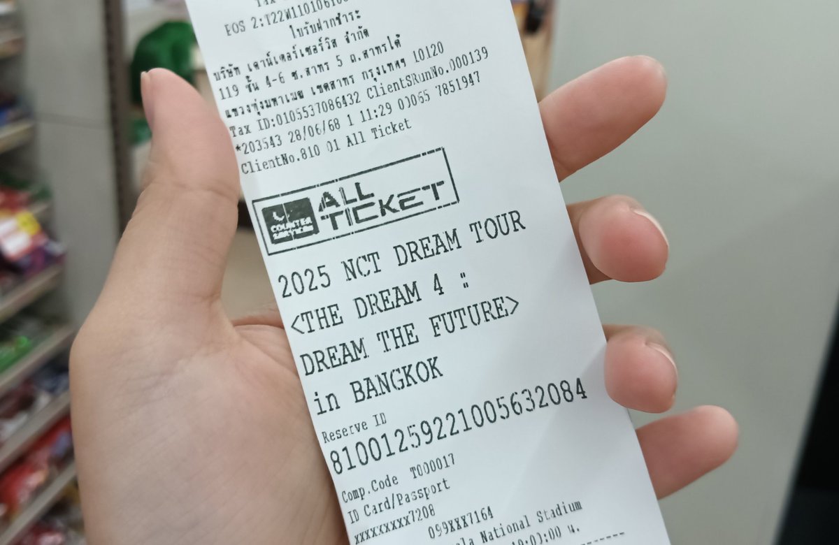 ขอบคุณร้านมากๆ เลยนะคะ ที่สานฝันคนไม่มีเวลากดเพราะต้องทำงาน แถมได้บัตรตามงบราคาที่ต้องการด้วย แนะนำเลยค่ะ ฮือออ #รีวิวกดบัตรSeriesKpop #NCTDREAM_THEDREAMSHOW4_in_BKK