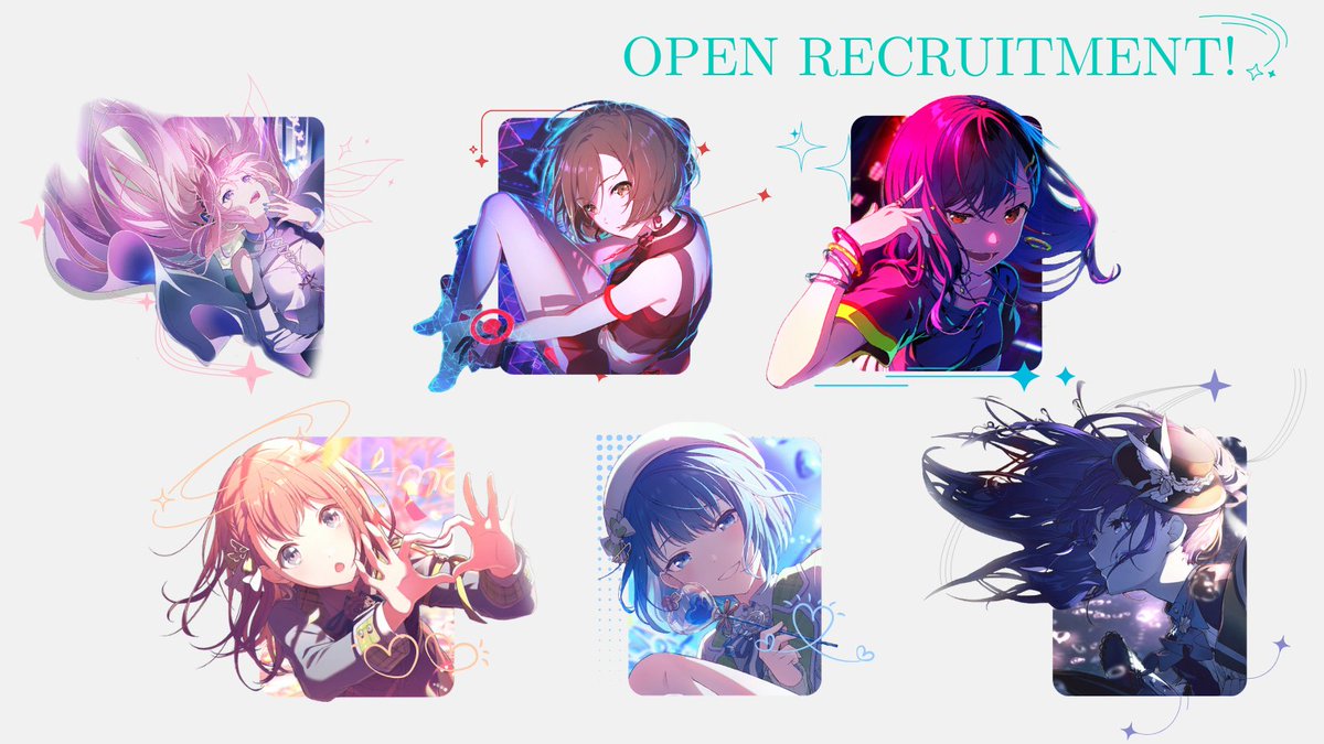 ㅤ
           「  OPEN RECRUITMENT  」 

New mundanes needed to join our SEKAI‼️ 

Halo! Miku membuka open slot untuk karakter tertera di gambar. Jika berminat, jangan sungkan untuk langsung DM Miku untuk registrasi! Jangan sampai ketinggalan, ya✨
ㅤ