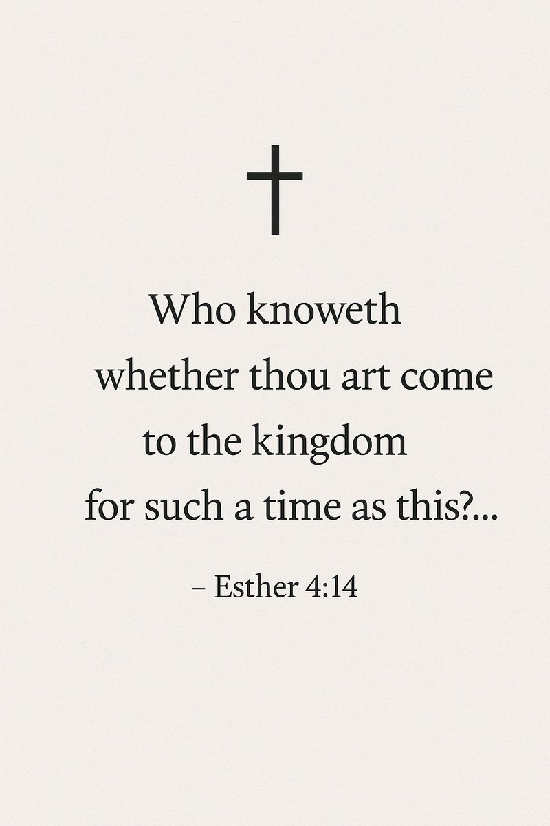 FaithfulRefle25's tweet image. You’re not here by accident.
“Who knoweth whether thou art come to the kingdom for such a time as this?” – Esther 4:14 ✨
God places you where purpose meets His perfect timing.
\#Esther414 #SuchATimeAsThis #PurposeDriven #FaithOverFear #BibleVerses