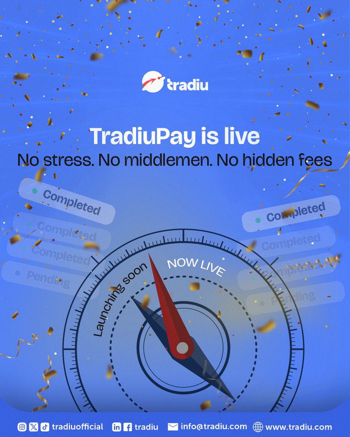 TundeWalls's tweet photo. My neighbor just sent $5k to her supplier in china and they’ve confirmed the transaction already .. all thanks to @TradiuOfficial  💯

TradiuPay is live.
First 10 get zero transaction fees  on https://t.co/vkpNNCRjOL

#TradiuPay #SaturdaySoft https://t.co/EBs3cpFaUs