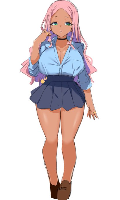 たれ目で厚い唇の日焼けギャルは健康にいいとされています落書き 