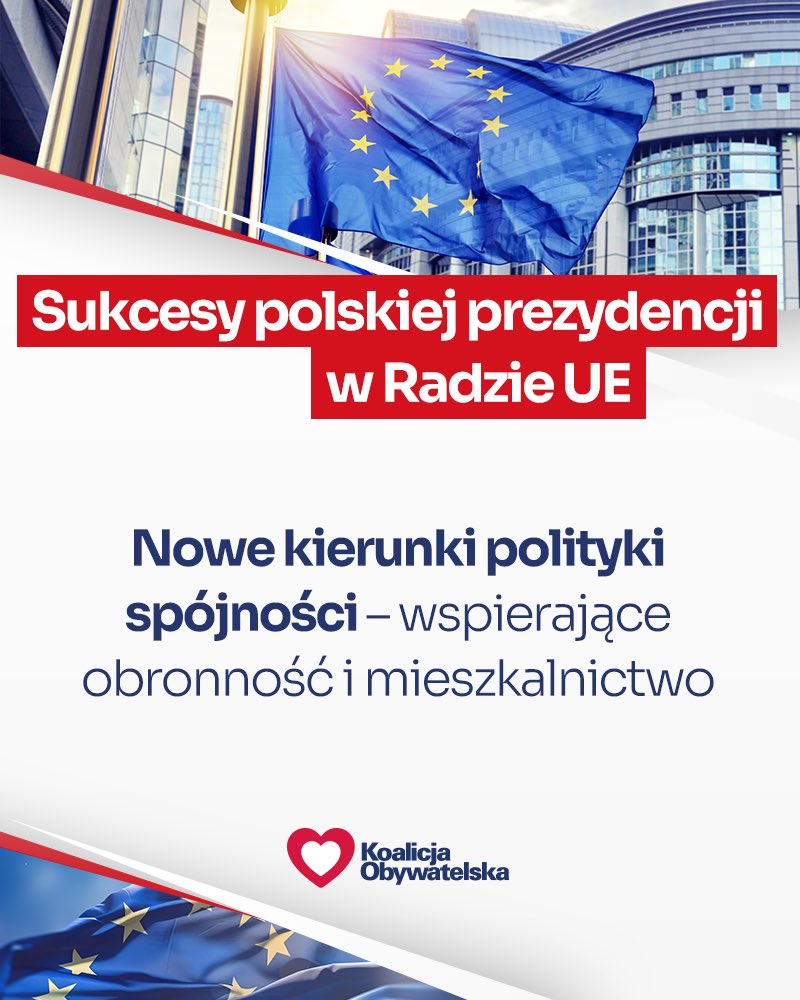 Polska prezydencja w Radzie UE to m.in. nowe kierunki polityki spójności - wspierające obronność i mieszkalnictwo ❗️✌🏻🇵🇱🇪🇺