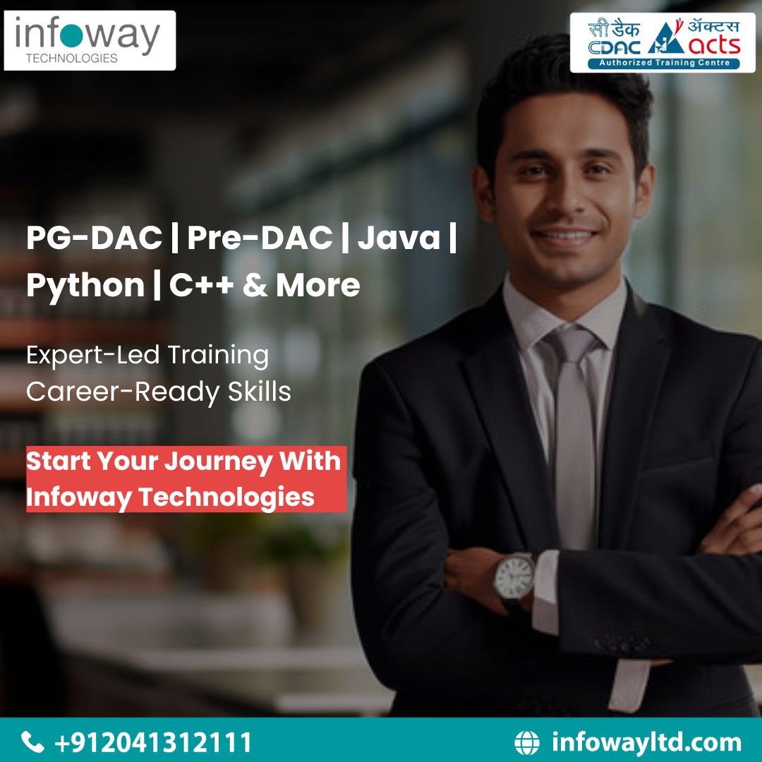 InfowayLtd's tweet image. Upgrade your tech skills in just 6 months with Infoway’s expert-led courses. 
🌍   infowayltd.com
 📲 +912041312111

#Infoway #BecomeAProgrammer #LearnToCode #TechCareer #StartCoding #TechEducation #PGDacCourseinpune #PreDacCourseinPune #CDACCourseinPune #Kothrud #Pune