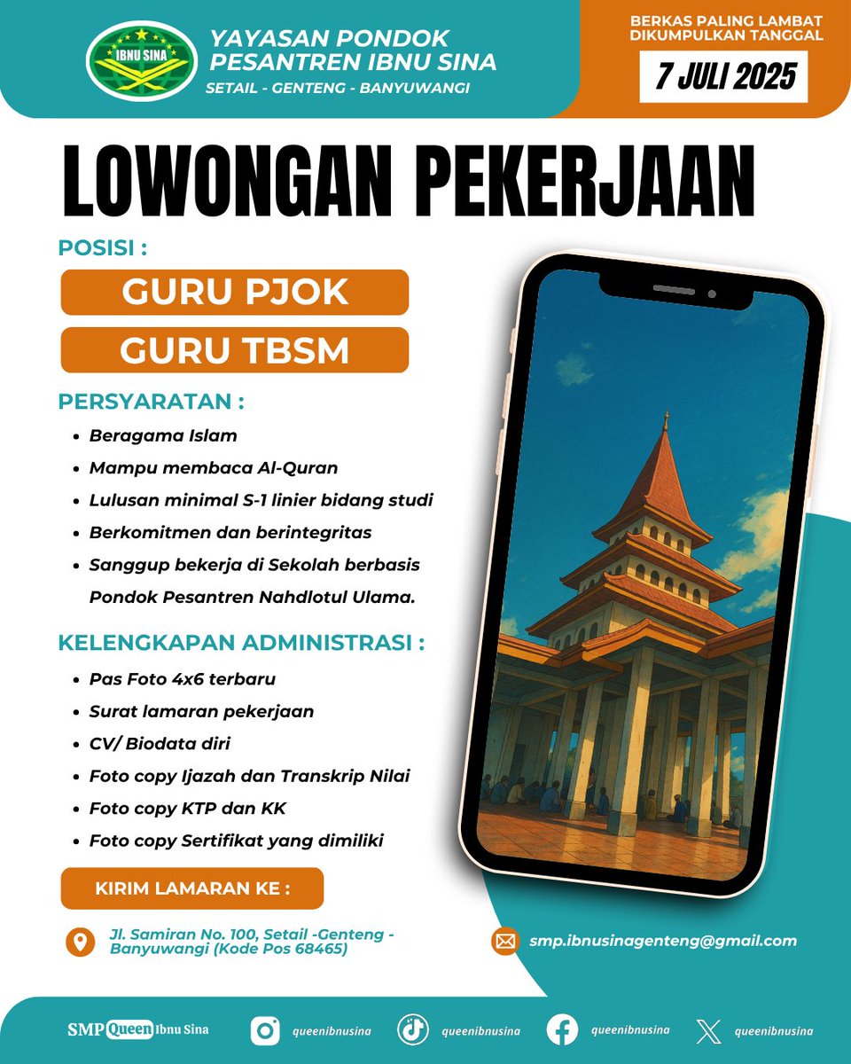 queenibnusina's tweet photo. #Loker #lokerbwi #lokerbanyuwangi #lokergenteng #lowongankerja #bwi24jam #genteng24jam https://t.co/enhlLl9tgv
