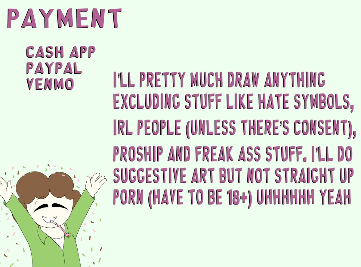 Diggin__'s tweet image. Hey guys I’m updating My commissions because I really wanna save up money for a computer 🤪
I take payment BEFORE sending the art. If you have any questions I’ll answer them in DMs !! 🩵🌸