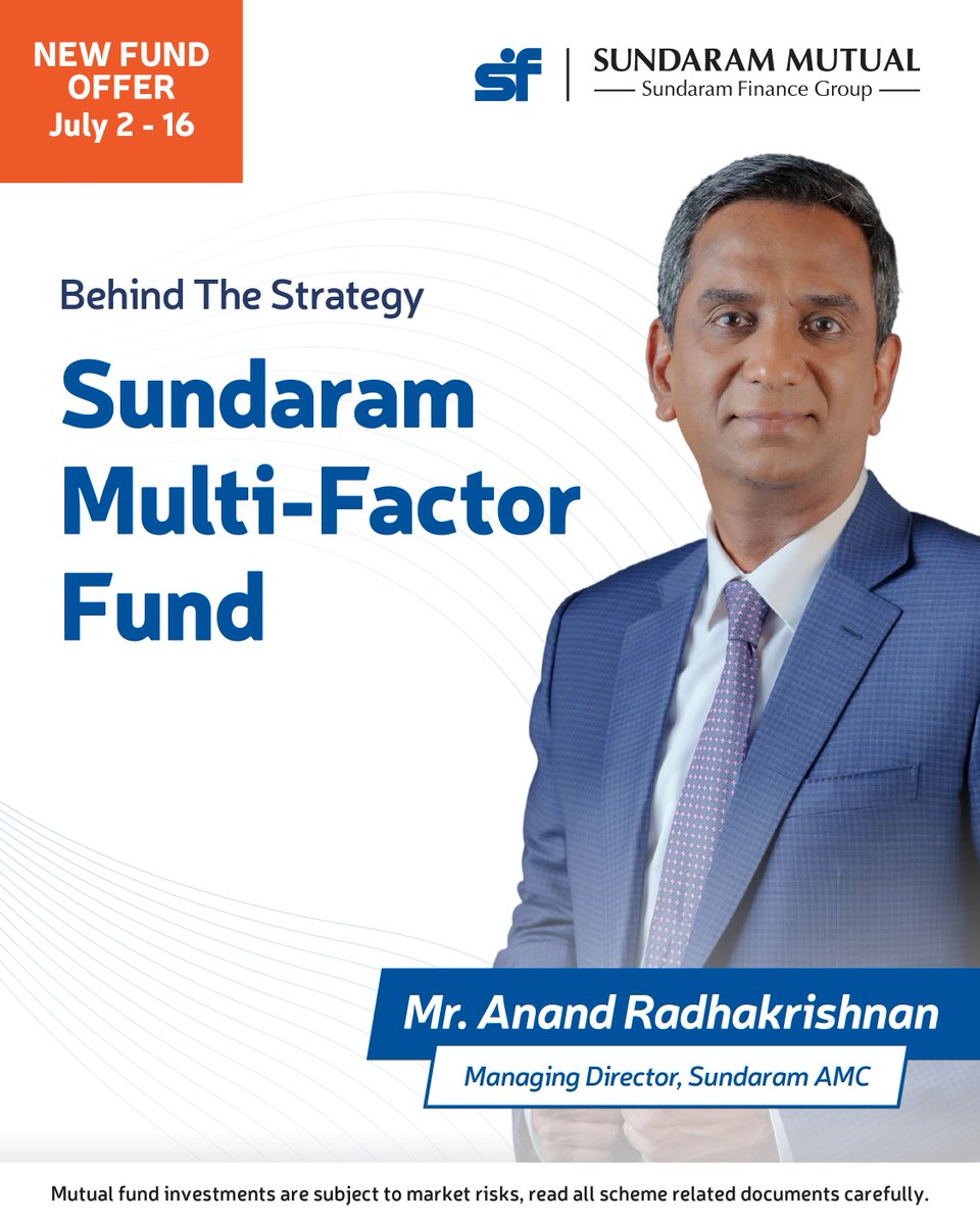 Sundaram Mutual (@sundarammf) on Twitter photo Behind the Strategy: #SundaramMultiFactorFund
Join our MD, Mr. Anand Radhakrishnan as he breaks down industry trends & the power of multi-factor investingâand why this fund is different. Watch now:bit.ly/4l6OrVd
#SundaramMutual #MutualFunds #EquityFunds <a href="/MD_SundaramMF/">Anand Radhakrishnan</a> Behind the Strategy: #SundaramMultiFactorFund
Join our MD, Mr. Anand Radhakrishnan as he breaks down industry trends & the power of multi-factor investingâand why this fund is different. Watch now:bit.ly/4l6OrVd
#SundaramMutual #MutualFunds #EquityFunds <a href="/MD_SundaramMF/">Anand Radhakrishnan</a>