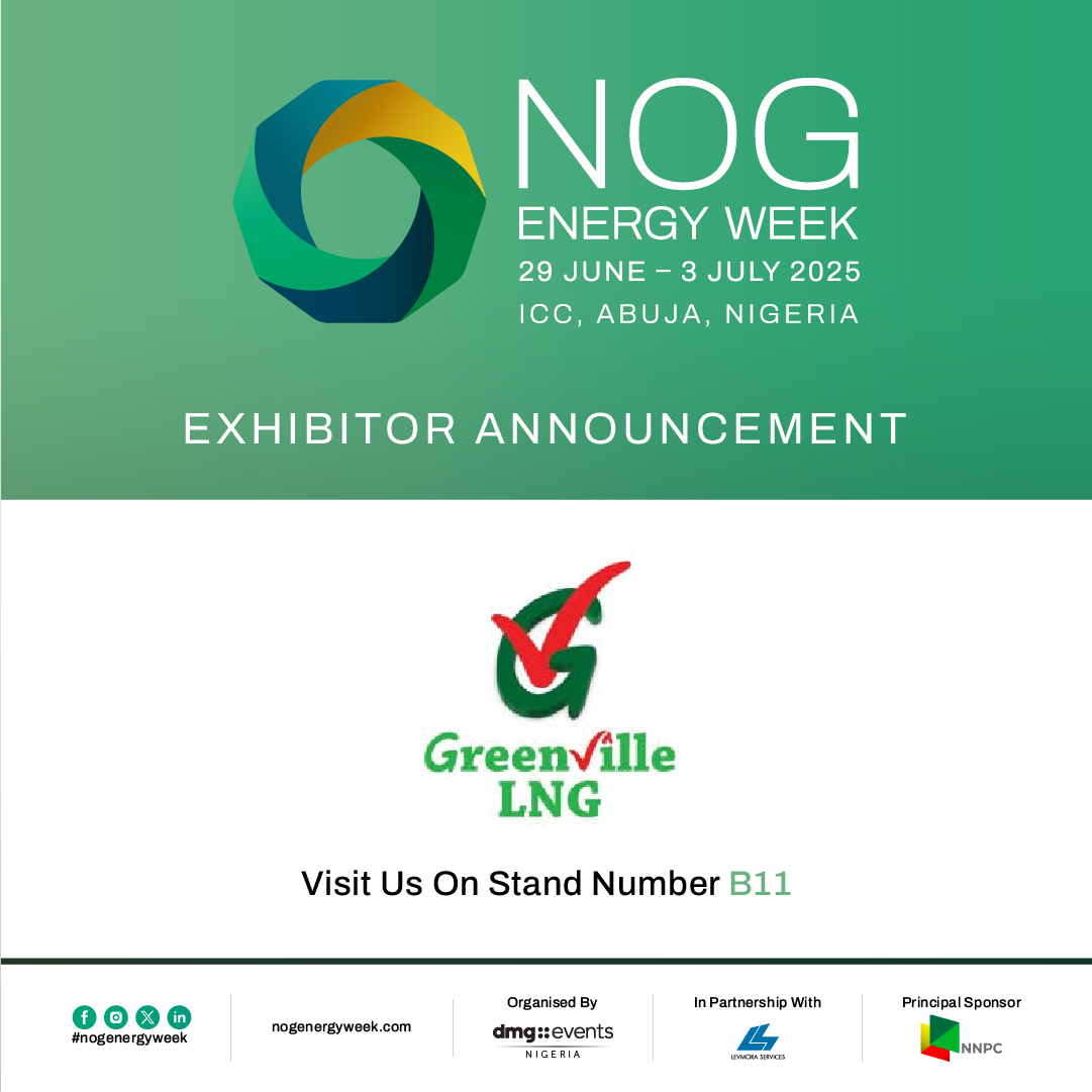 NOGEnergyWeek's tweet photo. We are excited to announce that Greenville LNG will be showcasing their cutting-edge products and services at NOG Energy Week 2025! Greenville LNG on stand B11 from 1 – 3 July 2025 at the Abuja ICC.

Book your complimentary visitor pass today to attend the largest energy exhibition in Sub-Saharan Africa: https://t.co/U0TE4Dg9qH

Maximise your reach and showcase products, services and solutions to key industry leaders at NOG Energy Week by securing your stand today: https://t.co/lwGFyseTD3

#NOG2024 #NOGEnergyWeek2024 #NOGEnergyWeek #Nigeria #Energy #WestAfrica #dmgevents #dmgNigeriaevents #Greenville
