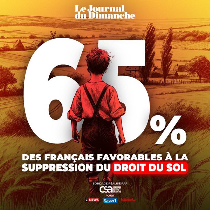 Êtes-vous pour ou contre la suppression du droit du sol ?
A. Oui
B. Non

🤍 Merci pour vos suivis sur X, nous vous suivons en retour 🙏 Rejoignez notre telegram en cas de censure : t.me/lejournal2dema… 🌍