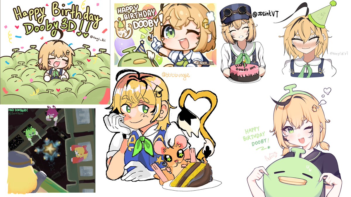 buruhas's tweet photo. Happy birthday dooby3D‼️‼️ #doobart 
A gift from your [unnamed fanbase] and collaborators!
Special thanks to @4dd3nd for helping out with everything
Full artist list &amp; PNG files link in the thread: https://t.co/jNl2mEapSu