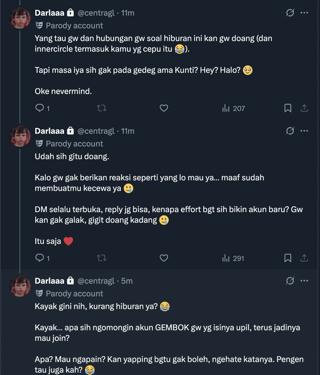 D_adalahiblis's tweet photo. Asik sendiri ngetweet di priv, buka dong akun lo kk Darla 🤭

Menurut kalian gimana? Yang kayak gini termasuk permintaan maaf dan klarifikasi kah? Saya sendiri tidak melihat titik terang dari pembelaan dia. 2 Tahun sudah terlewati tapi dia masih obses dan mengaitkannya dengan JS. https://t.co/gua8GwbpIy