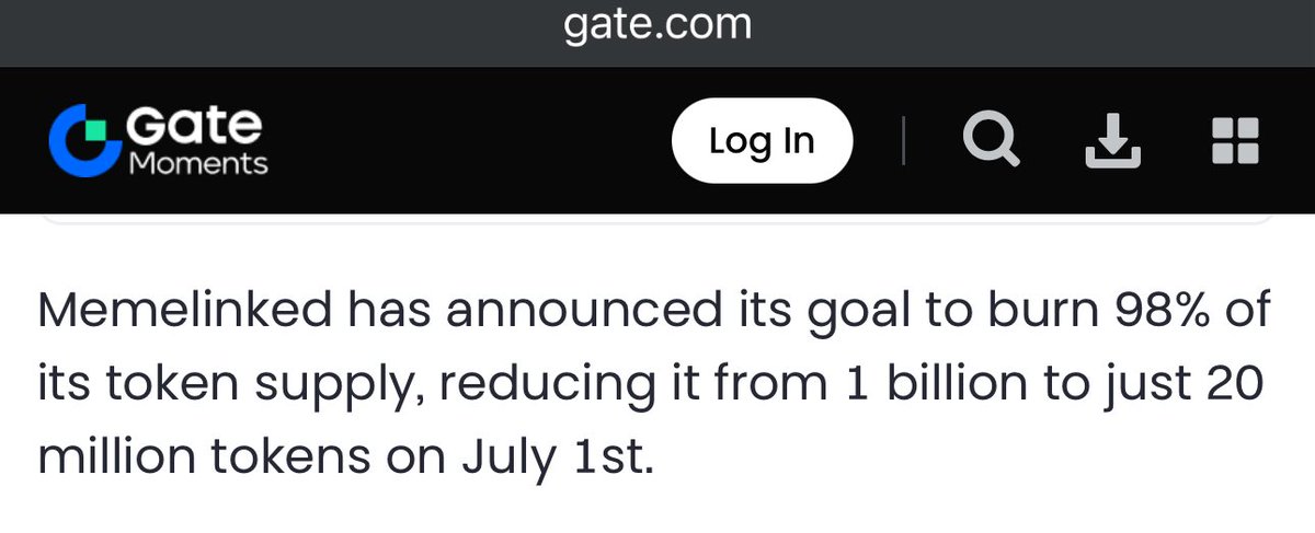 Yes <a href="/Gate_io/">Gate</a> 
currently 95.01% burned 🔥🫡

gate.com/upcoming-event… Memelinked has announced its goal to burn 98...| Gate.com