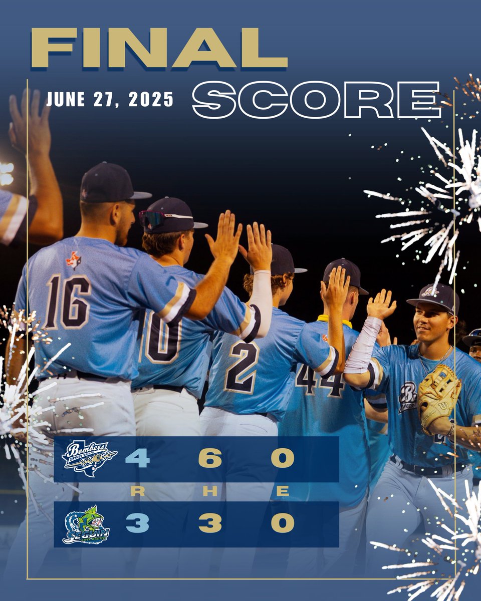 bv_bombers's tweet photo. Boom on the Field.💥  Boom in the Sky. 💥
The Bombers take the win on Firework Friday! 🎆
⚾️ 🔥 💣 #BVBombers #GoBombers #BombSquad https://t.co/jev9KU7ttM