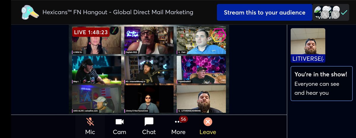 LITIVERSE👾 (@alexsaulean) on Twitter photo Great time on the #Hexicans FN Hangout stream.
Shoutout to <a href="/AWildSJ/">⬣ AWildSJ ⬣</a> for doing such a great job with hosting and educating.
I highly appreciate the rest of the speakers. <a href="/AxisAlive/">AXiS ALiVE⁵⁵⁵⁵</a> <a href="/FastAbdoul/">Fast</a> <a href="/CaptainRG3/">Captain RG3</a> <a href="/007McCrypto1/">TripletDad007 - MagicCarpetRide369</a> <a href="/BrotherKDG/">KG</a> <a href="/Jimmyd_369/">⬣JimmyD⬣HexHero⬣</a>
Someone tag Mayo.
#PulseChain Great time on the #Hexicans FN Hangout stream.
Shoutout to <a href="/AWildSJ/">⬣ AWildSJ ⬣</a> for doing such a great job with hosting and educating.
I highly appreciate the rest of the speakers. <a href="/AxisAlive/">AXiS ALiVE⁵⁵⁵⁵</a> <a href="/FastAbdoul/">Fast</a> <a href="/CaptainRG3/">Captain RG3</a> <a href="/007McCrypto1/">TripletDad007 - MagicCarpetRide369</a> <a href="/BrotherKDG/">KG</a> <a href="/Jimmyd_369/">⬣JimmyD⬣HexHero⬣</a>
Someone tag Mayo.
#PulseChain