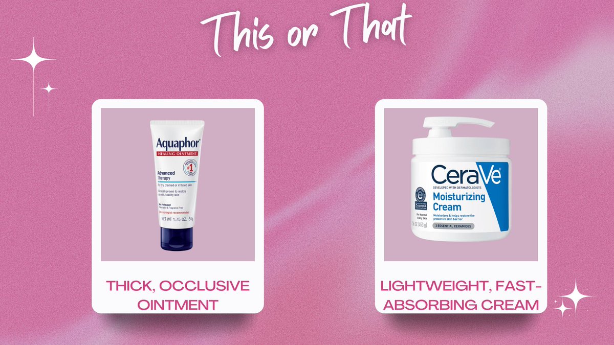 Hey Baddies! What do you prefer to use to help soothe your eczema? Thick ointments and occlusives create a barrier on the skin to help keep it moisturized. While light weight creams can contain active ingredients that help soothe your eczema flare ups.