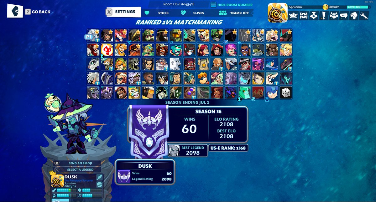 Sprucism's tweet photo. FINALLY 2100!! #Brawlhalla https://t.co/CH9jonjBcR