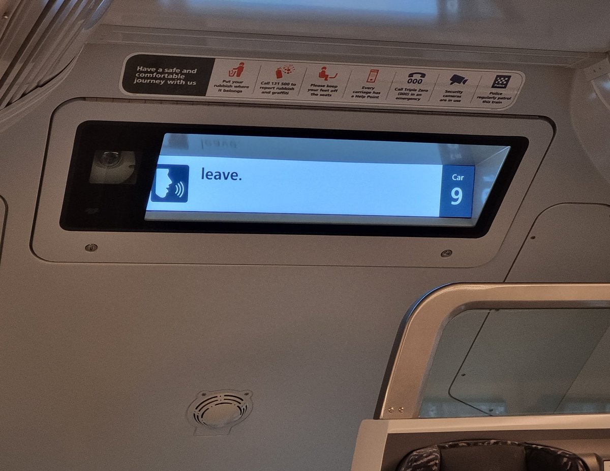 vernilla3972's tweet photo. This seems ominous. I didn't do anything wrong, I swear!

@TransportforNSW can I please stay a little bit longer... at least until my stop? https://t.co/RI0tULPSbs