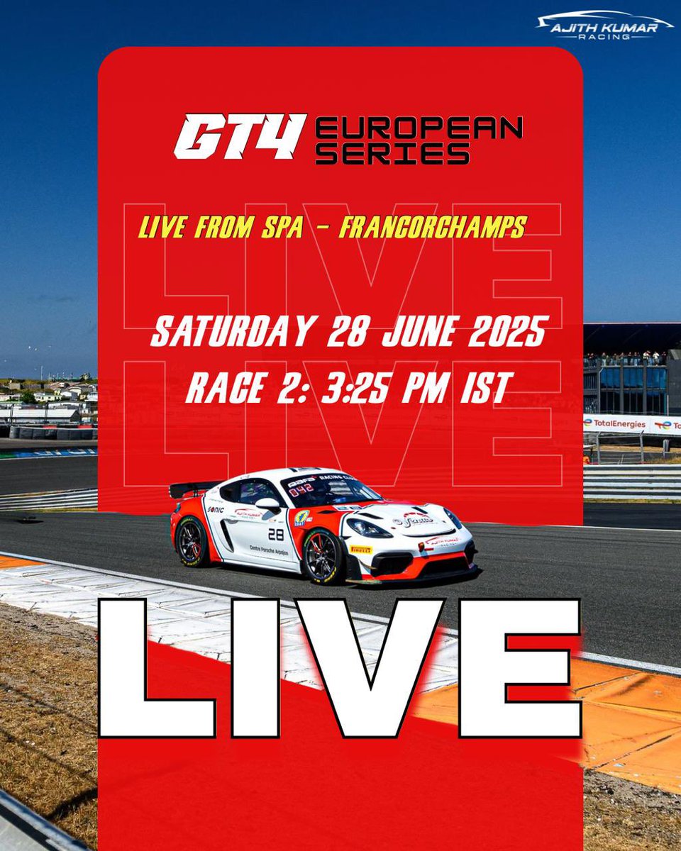 Fans can watch the action live on his official YouTube channel – Ajith Kumar Racing – at 3:25 PM IST, as Ajith takes on one of the world’s most challenging and historic circuits. 

youtube.com/@ajithkumarrac…