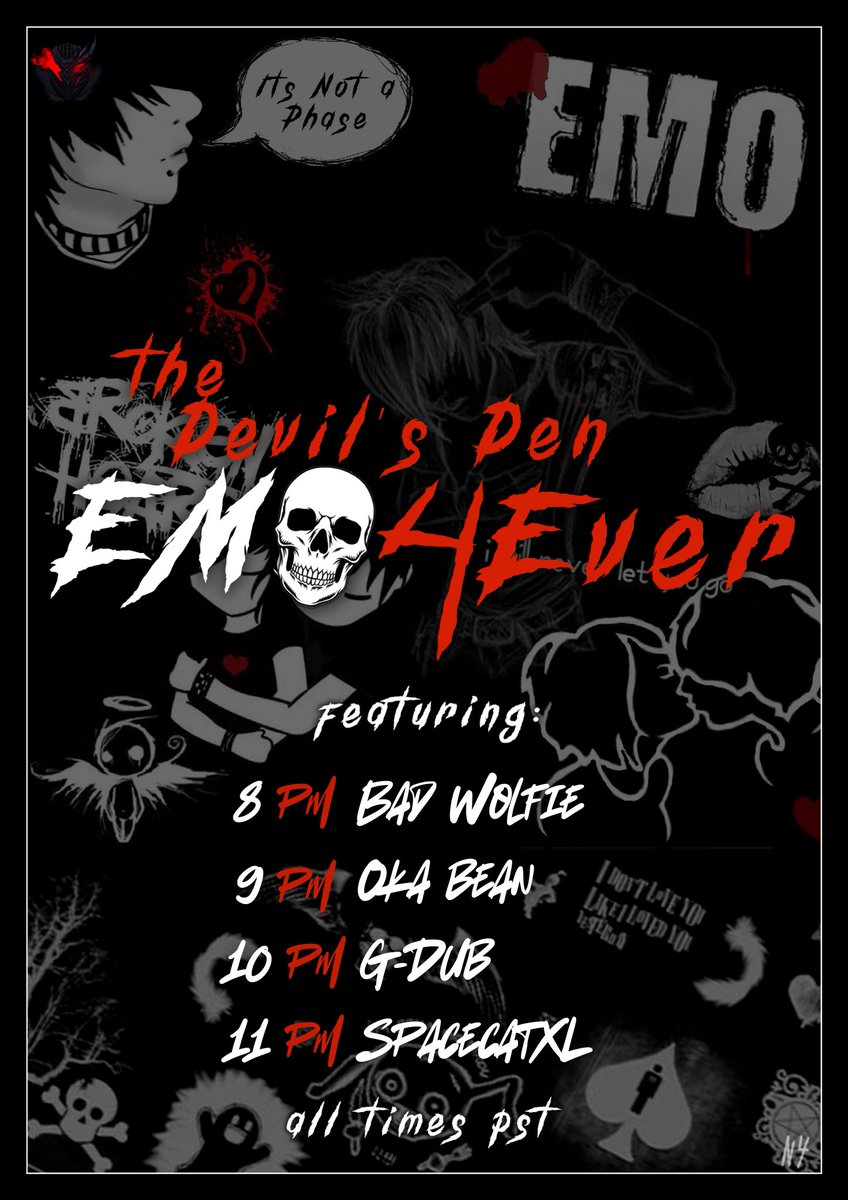 EMO4EVER hits tomorrow night🎉Doors @ 8PM PST / 11PM EST (VRU)
🖤 "I’m just a notch in your bedpost, but you’re just a line in a song." — Fall Out Boy
Let’s scream about it together.
<a href="/VRUnderground/">VRUnderground</a> <a href="/VRChatPartyHub/">VRC Party Hub</a>