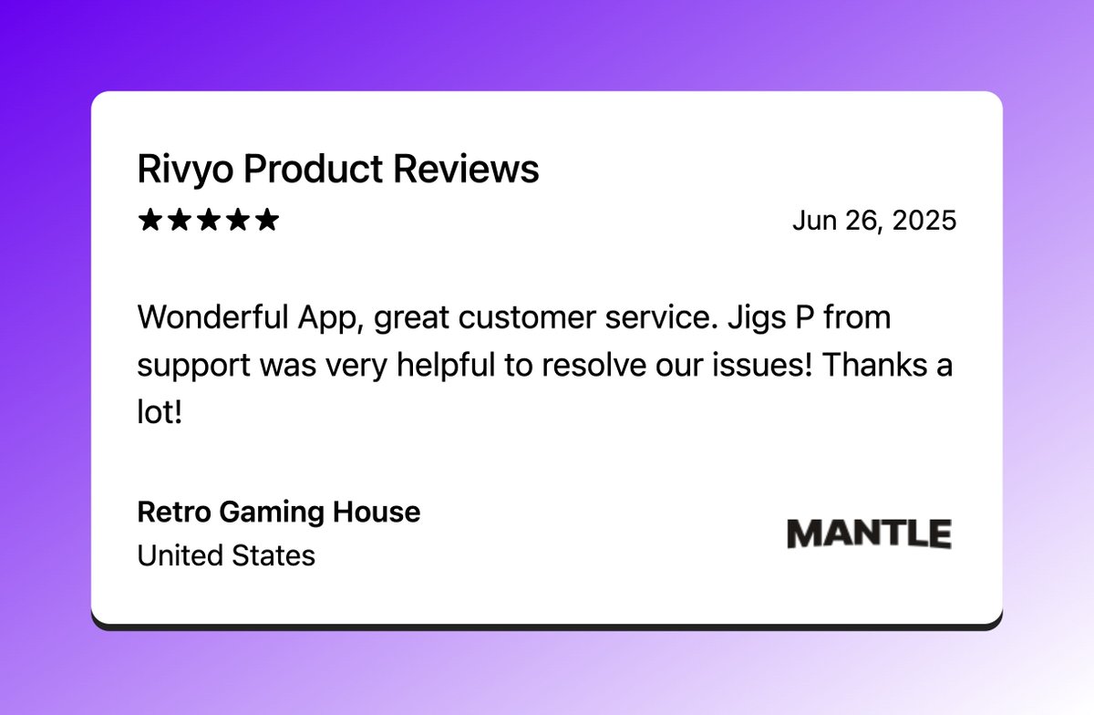 Vishal Ranpariya (@rvishalr2610) on Twitter photo Another happy merchant for <a href="/rivyoapp/">Rivyo: Reviews & Loyalty</a>, another win for our support team 💬✨
We don’t just build features, we stand behind every one of them with real human support.
#Rivyo #ShopifyApps #eCommerceSupport #CustomerLove Another happy merchant for <a href="/rivyoapp/">Rivyo: Reviews & Loyalty</a>, another win for our support team 💬✨
We don’t just build features, we stand behind every one of them with real human support.
#Rivyo #ShopifyApps #eCommerceSupport #CustomerLove