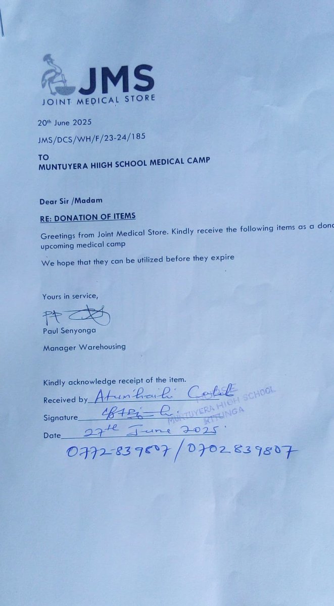 Niwandinda Premas (@prem1niwandinda) on Twitter photo Great thanks to <a href="/JMSUganda/">Joint Medical Store</a> , we commit to serve communities in Ntungamo and Uganda at large.
#kitungamedicalcamp2025 Great thanks to <a href="/JMSUganda/">Joint Medical Store</a> , we commit to serve communities in Ntungamo and Uganda at large.
#kitungamedicalcamp2025