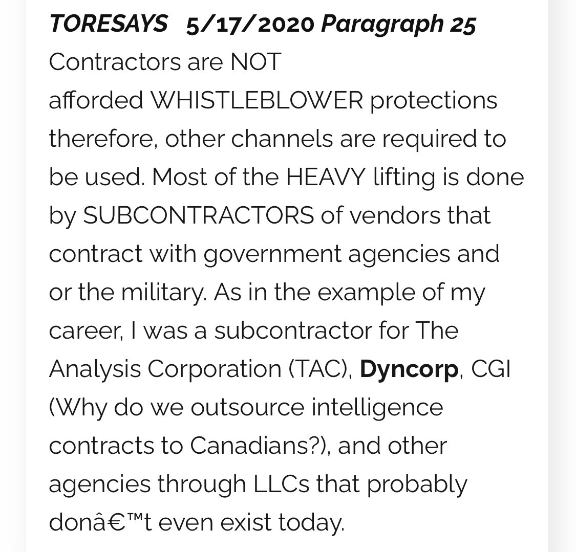 DynCorp was caught between 1999 and 2000 sex trafficking children in Bosnia and Kosovo, and no prosecutions were made

Contractors are NOT afforded WHISTLEBLOWER protections therefore, other channels are required to be used. Most of the HEAVY lifting is done by SUBCONTRACTORS of
