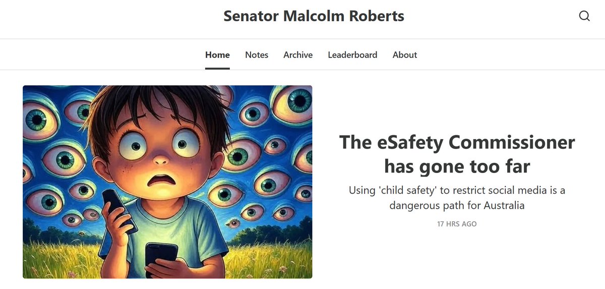 Good catch from Senator Malcolm Roberts.

Here's what the eSafety Commissioner said 👀

‘Global collaboration is what we have to be doing. The internet’s global. We know laws are national and local and that’s why we’re the founders of the Global Online Safety Regulators Network -